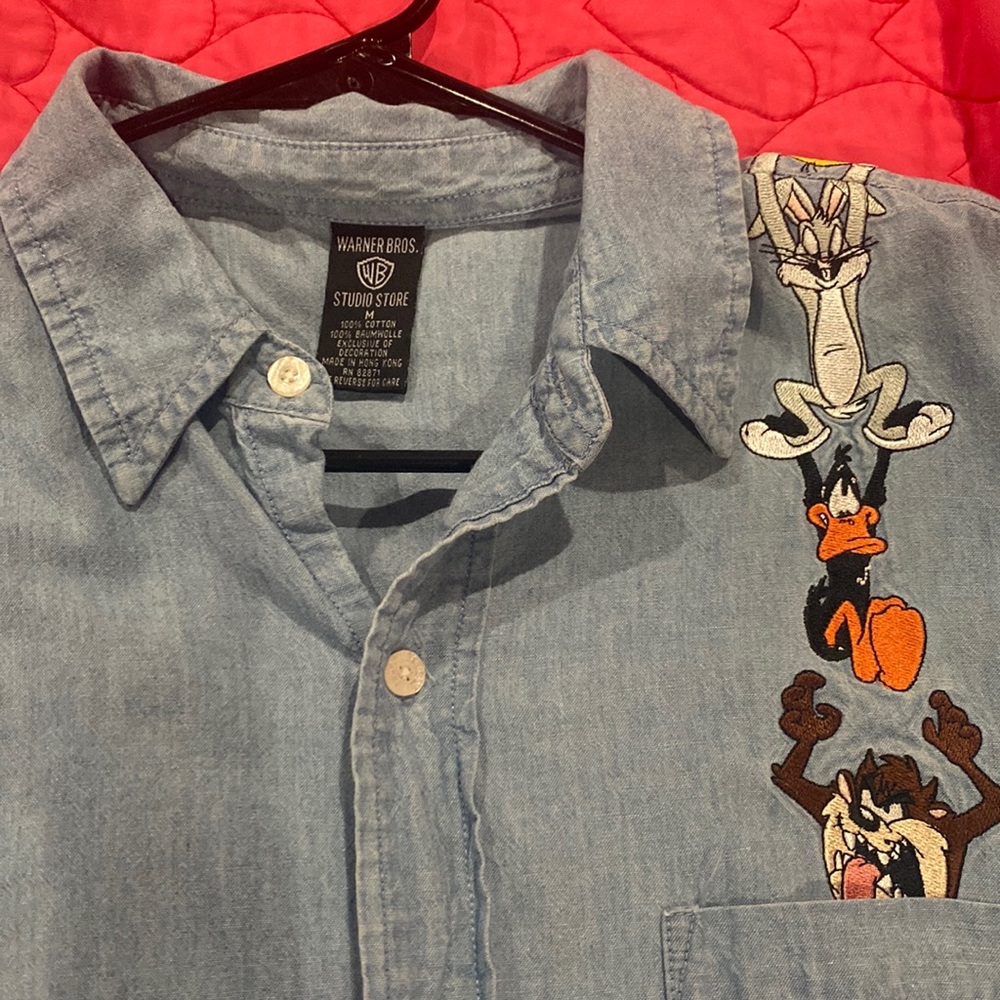 1998 WB Vintage long sleeve denim embroidered looney tunes.